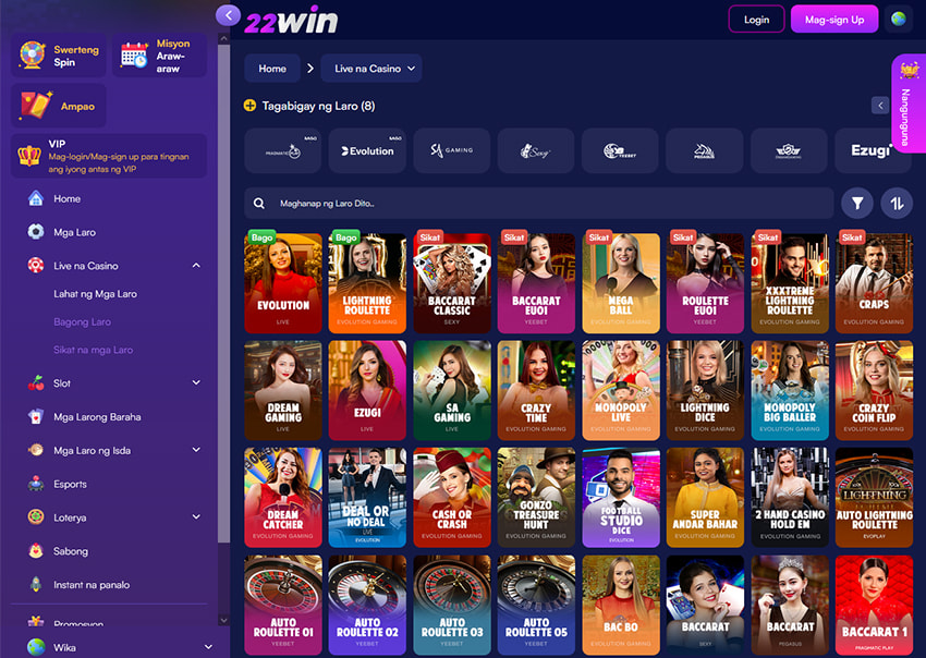 The Online Platform of 22WinLive Casino 