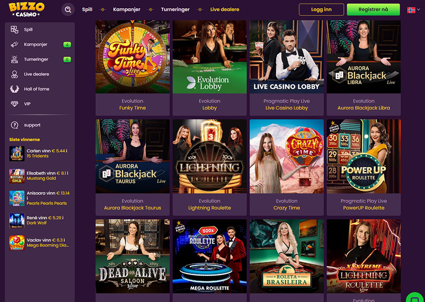 The Online Platform of Bizzo Casino Live Casino 