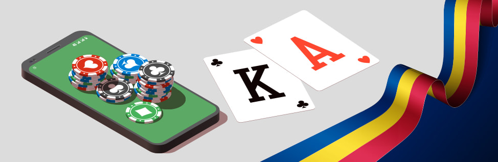Blackjack Online Casino Element with the Romanian Flag