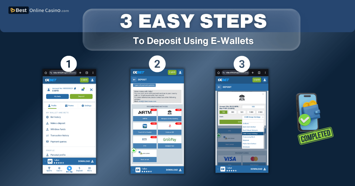3 Steps to deposit at Malaysia e wallet online casino