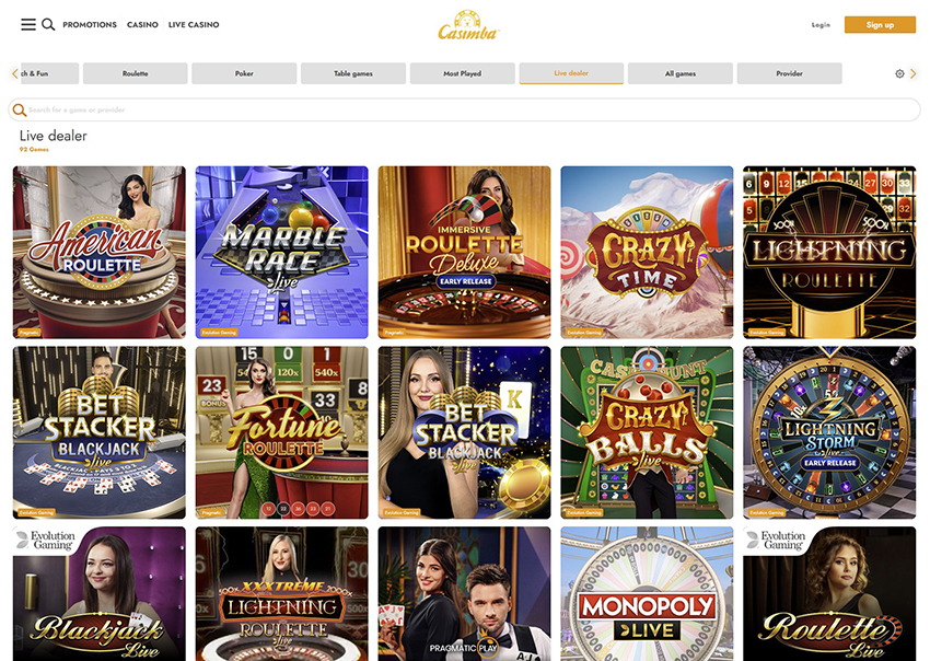 The Online Platform of Casimba Live Casino