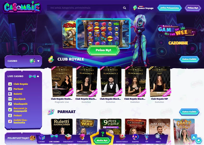 Online-alusta Casombien live-kasinolle