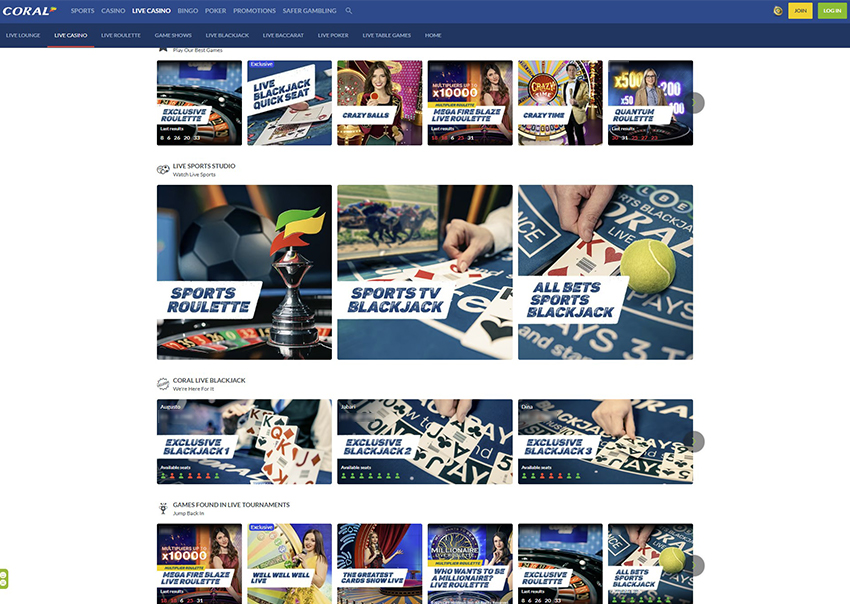 The Online Platform of Coral Live Casino