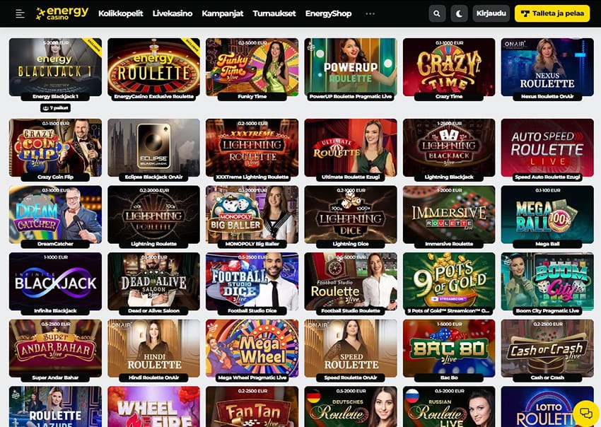 The Online Platform of Energy Casino Live Casino