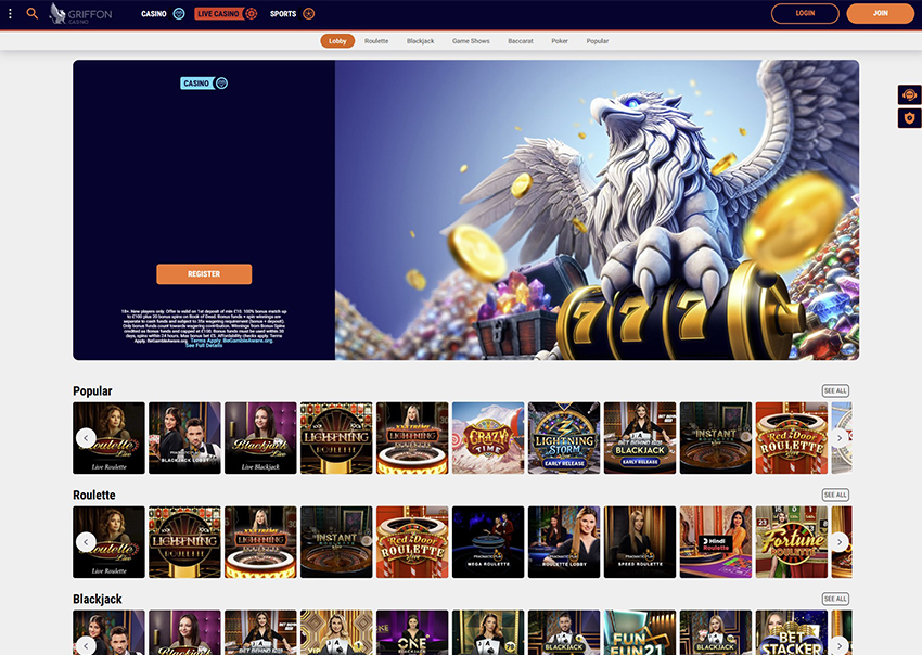 The Online Platform of Griffon Live Casino