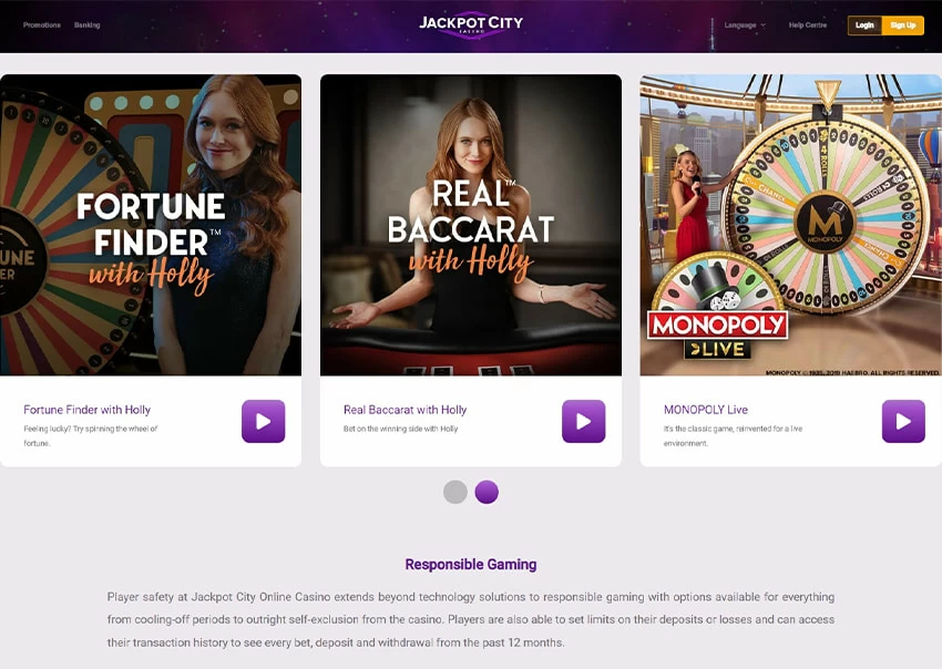 The Online Platform of JackpotCity Live Casino