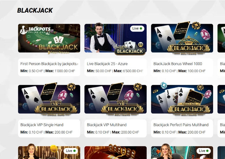 Live Blackjack Games at Jackpots Casino