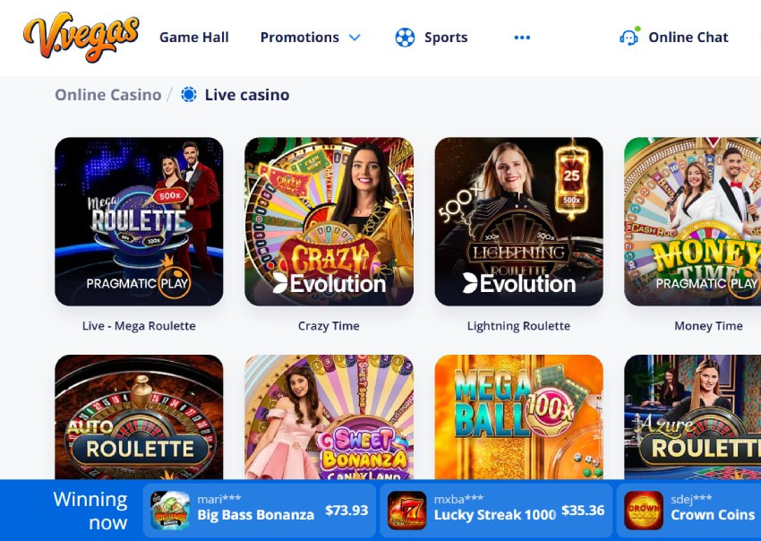 Platform Dalam Talian Kasino Live V.Vegas 