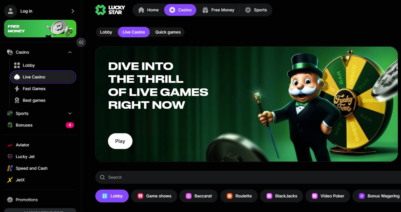 The Online Platform of LuckyStar Live Casino   