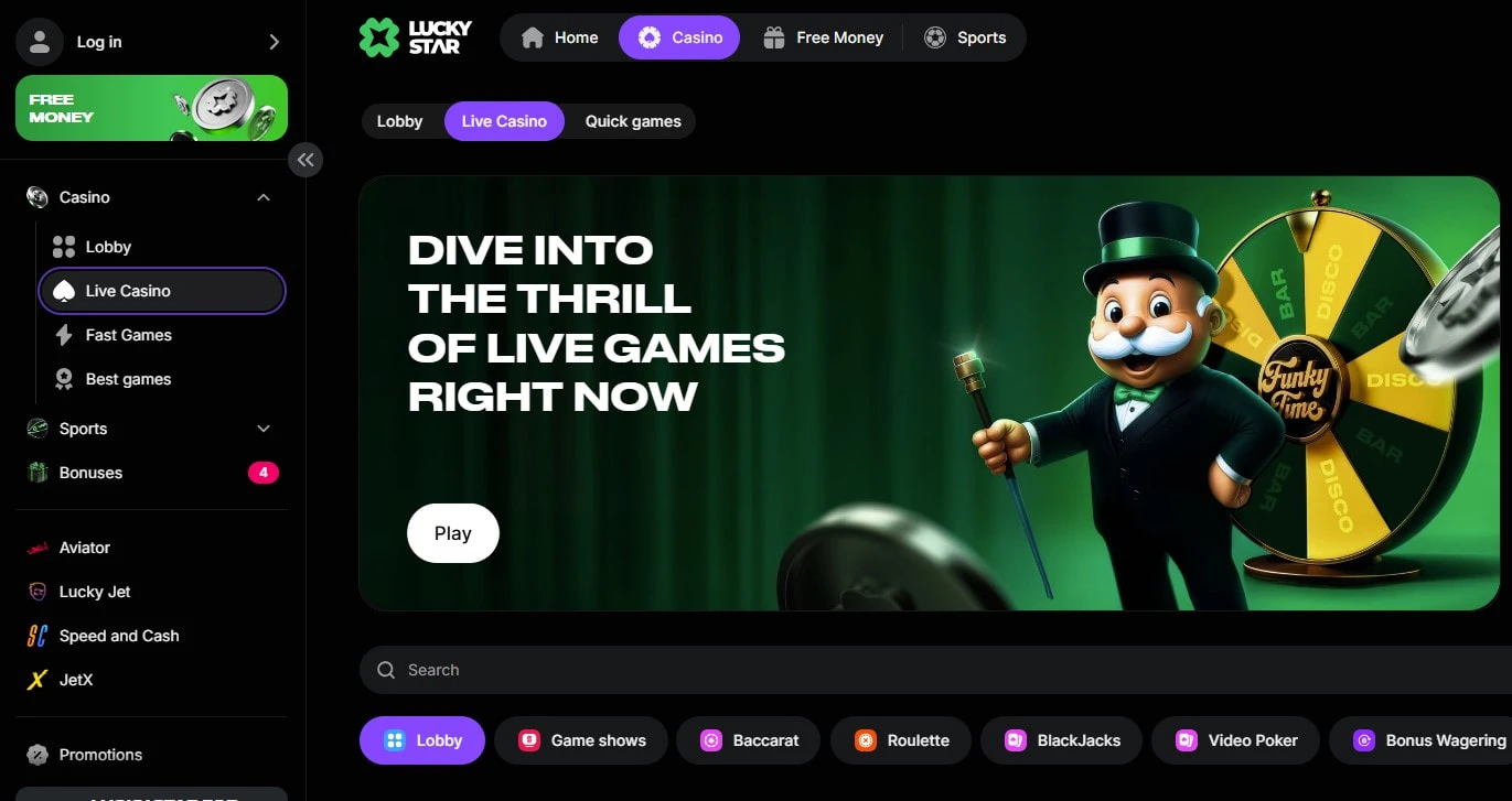 The Online Platform of LuckyStar Live Casino   
