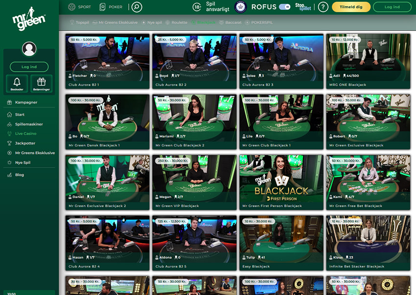 Mr Green Live Lobby