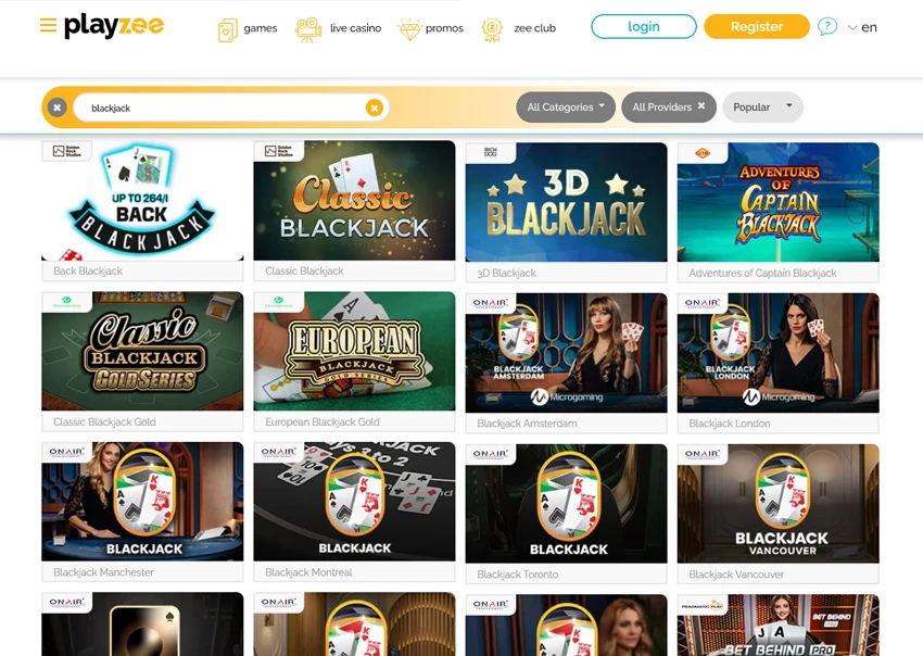 PlayZee Casino Blackjack