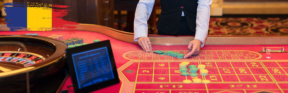 Romanian live casino online roulette with dealer handling chips