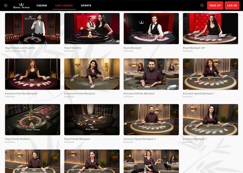 Online plattformen til Royal Panda Live Casino