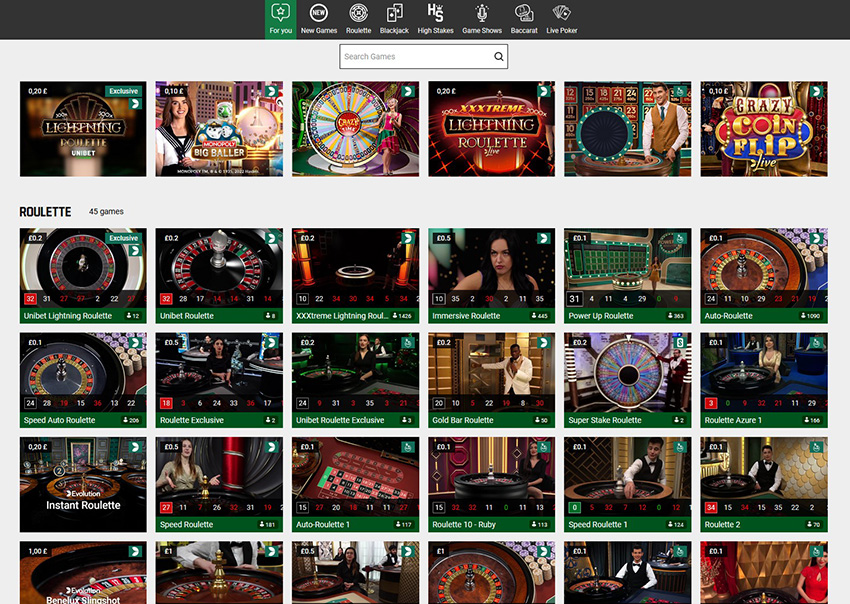 The Online Platform of Unibet Live Casino  