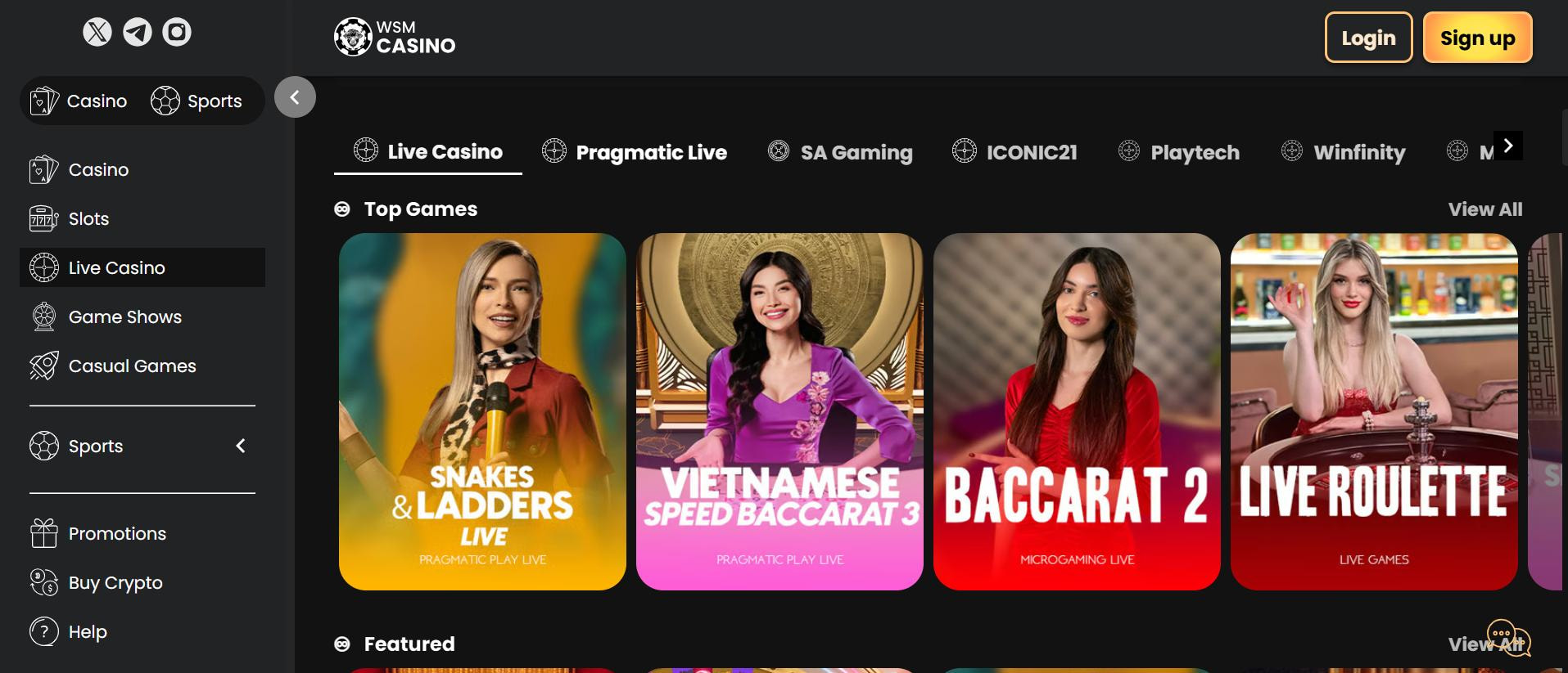 Live Kasino WSM Kasino   