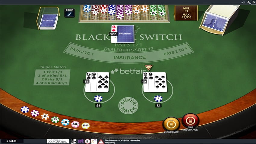 Insurance Option in Blackjack Switch