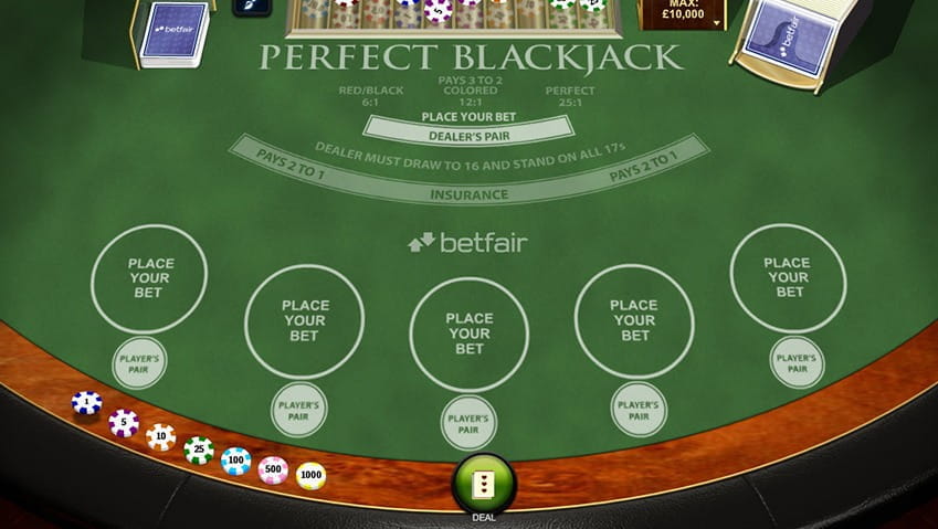 Table Layout of the Blackjack Variation Perfect Blackjack