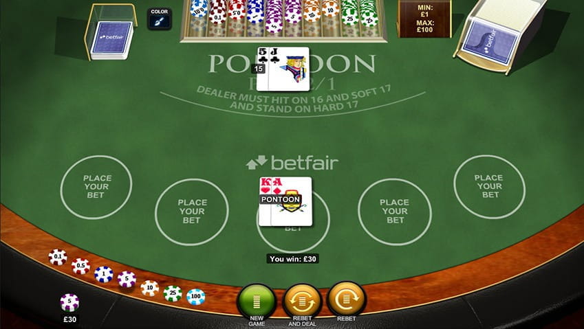 Pontoon Game Rules – Pontoon Pays 2:1