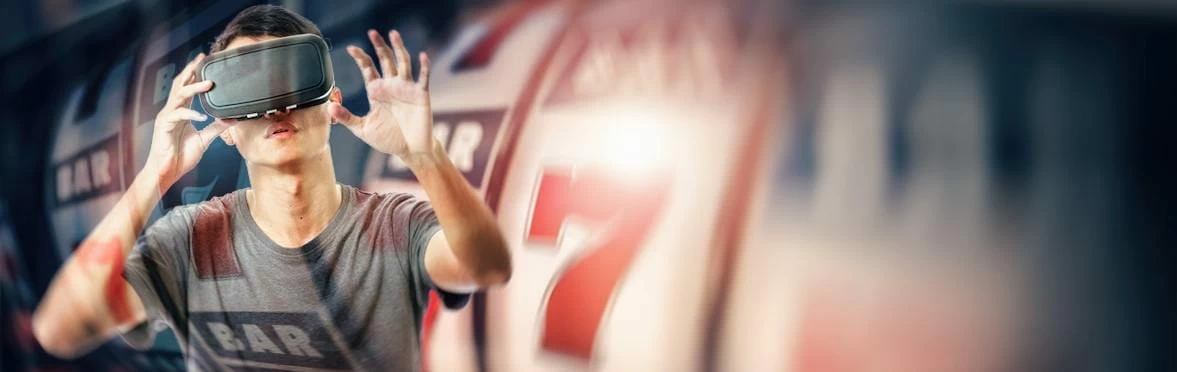 Someone wearing a VR headset