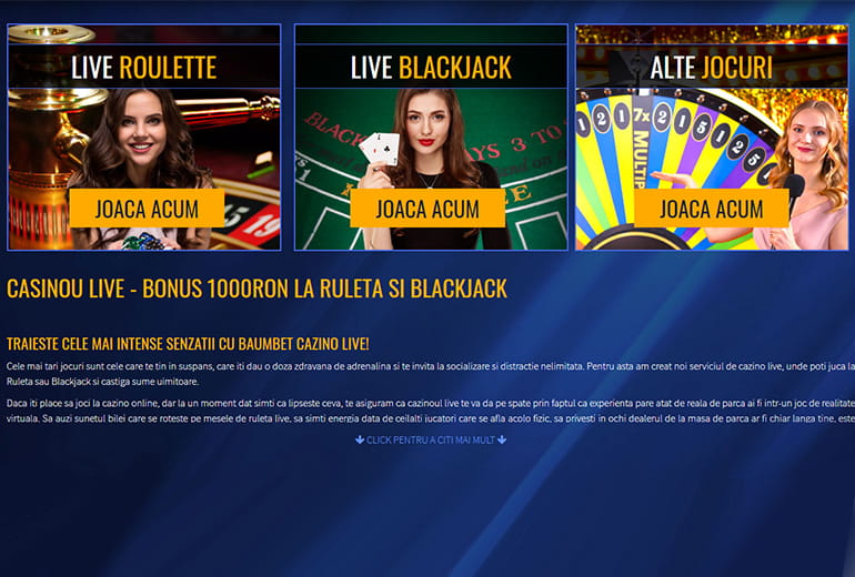 Platforma online a cazinoului Baumbet Live