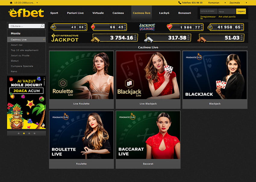 Platforma Online al cazinoului Efbet Live 