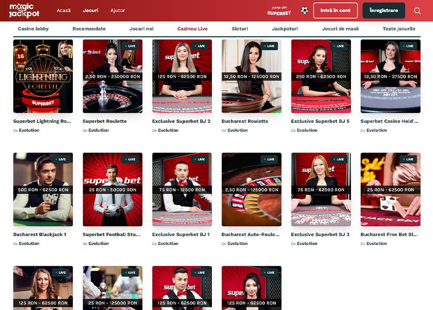 Platforma online al cazinoului MagicJackpot Live