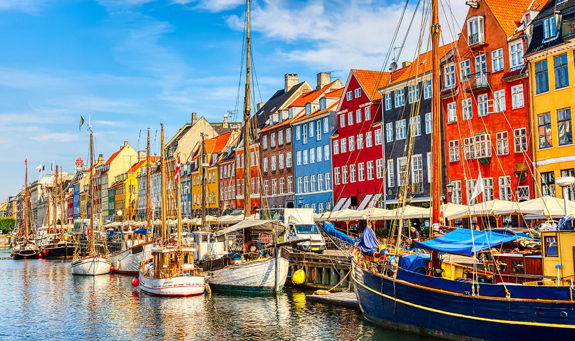 Boats in the City of Copenhagen in Denmark 