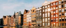 Assorted Colour Buildings in Amsterdam, The Netherlands