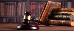 Law Court Hammer and Law Books