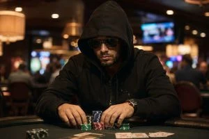 Shady Poker Player in a Casino