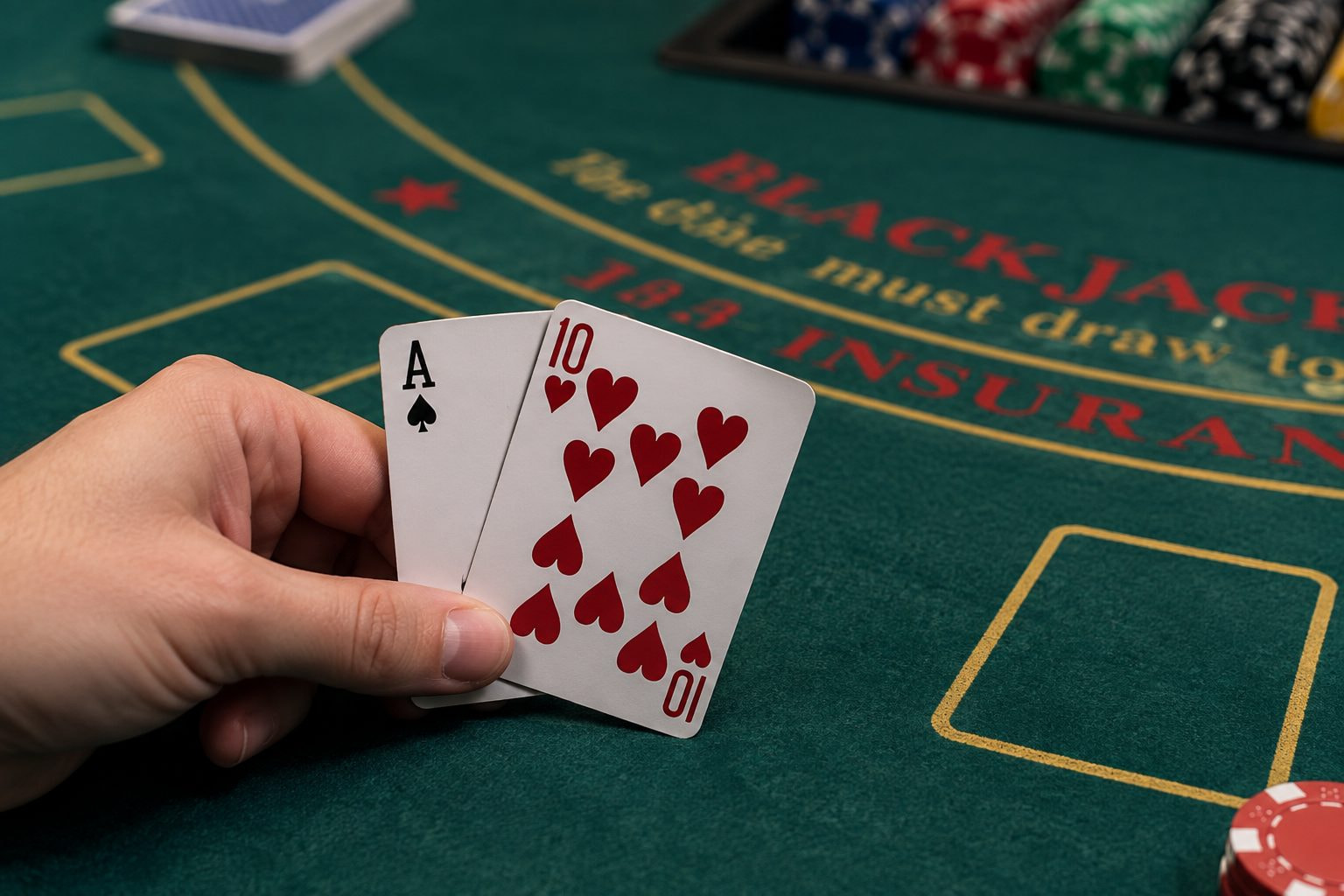 A hand showing blackjack