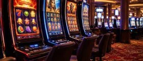 Slot machines at a land-based casino