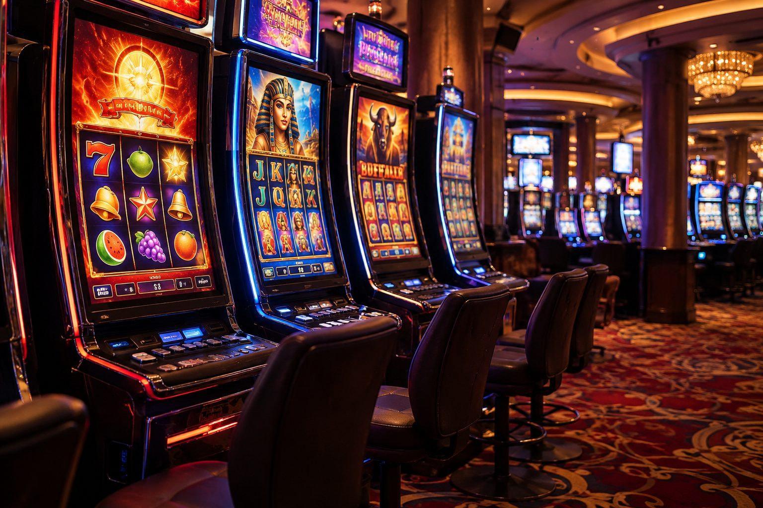 Slot machines at a land-based casino