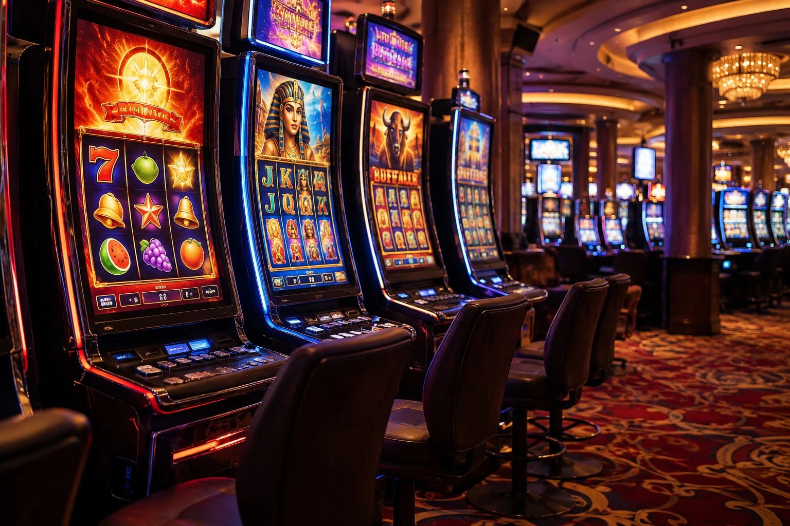 Slot machines at a land-based casino
